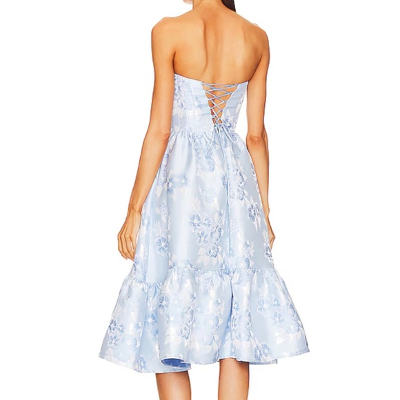 NWT Virginia Strapless Gown in Chambray Blue Baroque Floral - Picture 3 of 5